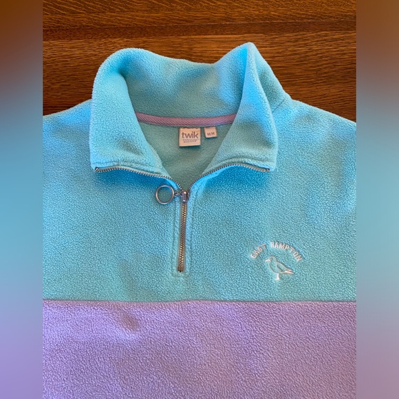 sweater in turquoise and pink polar fabric - Picture 1 of 8